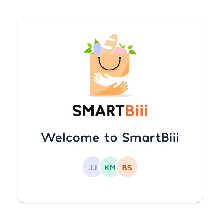 SmartBiii welcome screen with the app logo