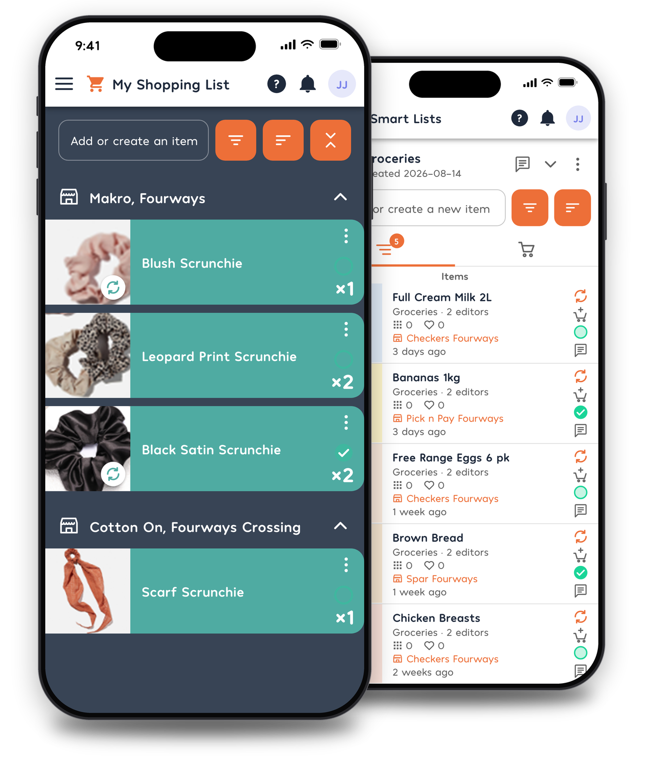 SmartBiii shopping list on a phone
